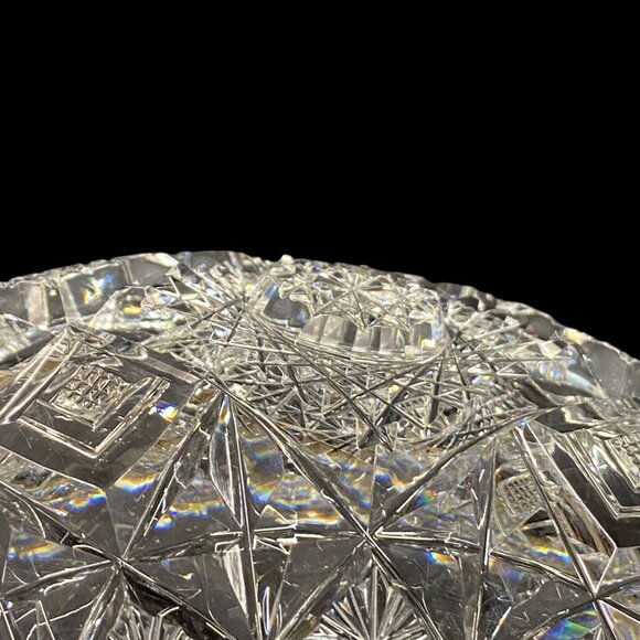 American Brilliant Period ABP Clark Prima Donna Low Cut Glass Bowl Castle Rim - Picture 10 of 16